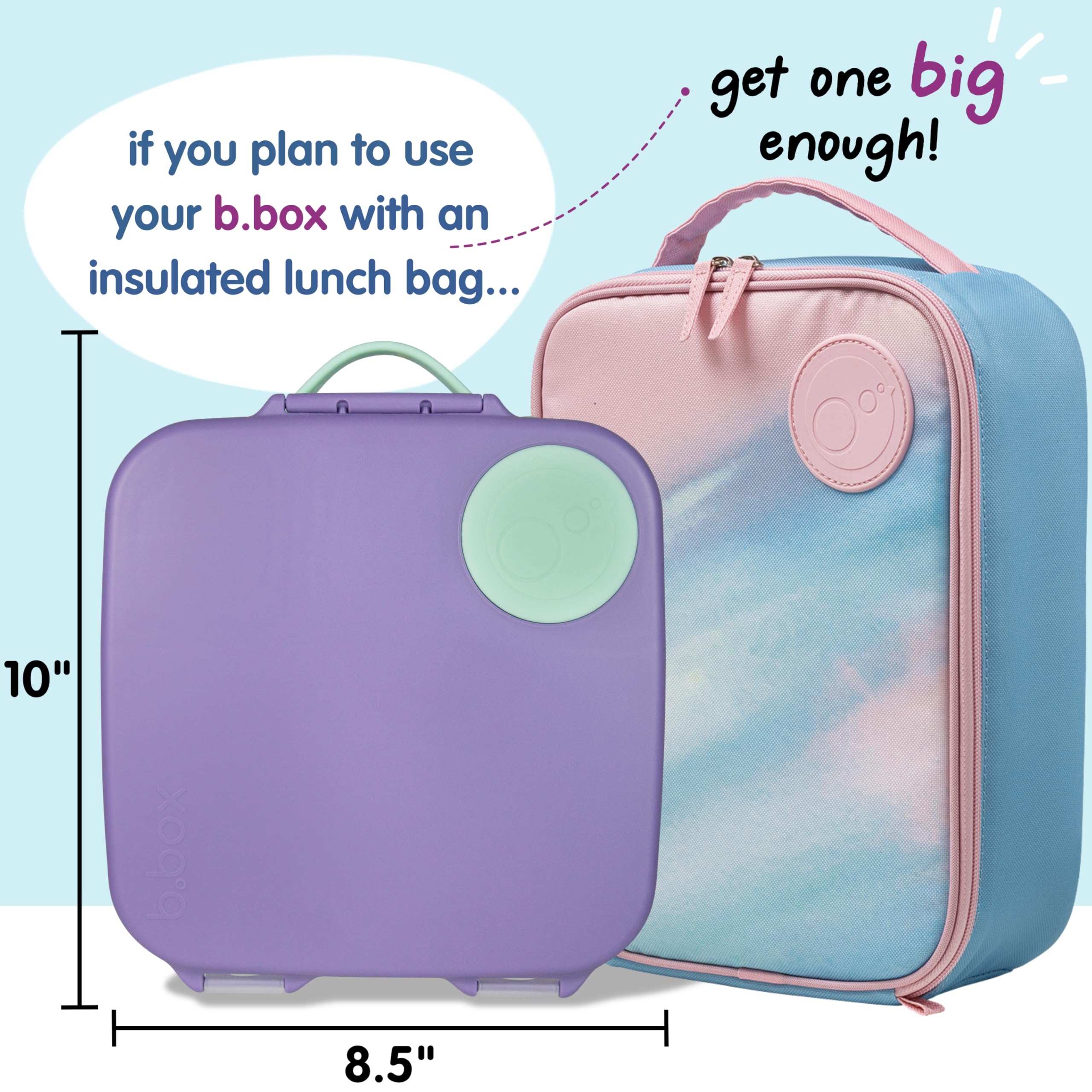 B.Box Lunch Box For Kids: Jumbo Bento Box With 4 Compartments (2 Leak Proof), Removable Divider, Gel Cold Pack. For Older Kids A